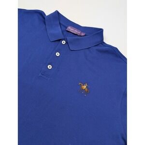 Ralph Lauren Purple Label Pique Cotton‎ Polo Mens 2XL Blue Standing Horse